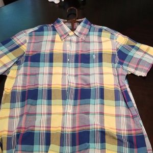 Polo shirt sleeve button down.